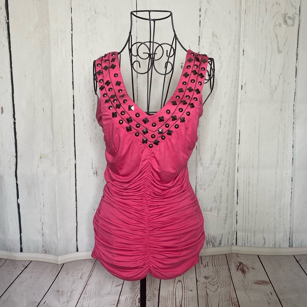 Pink Ruched Top with Stones - Picture 5 of 6